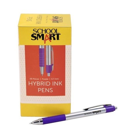 SCHOOL SMART School Smart 1572363 0.7 mm Pen Grip Hybrid Ink Purple Metal - Pack of 48 1572363